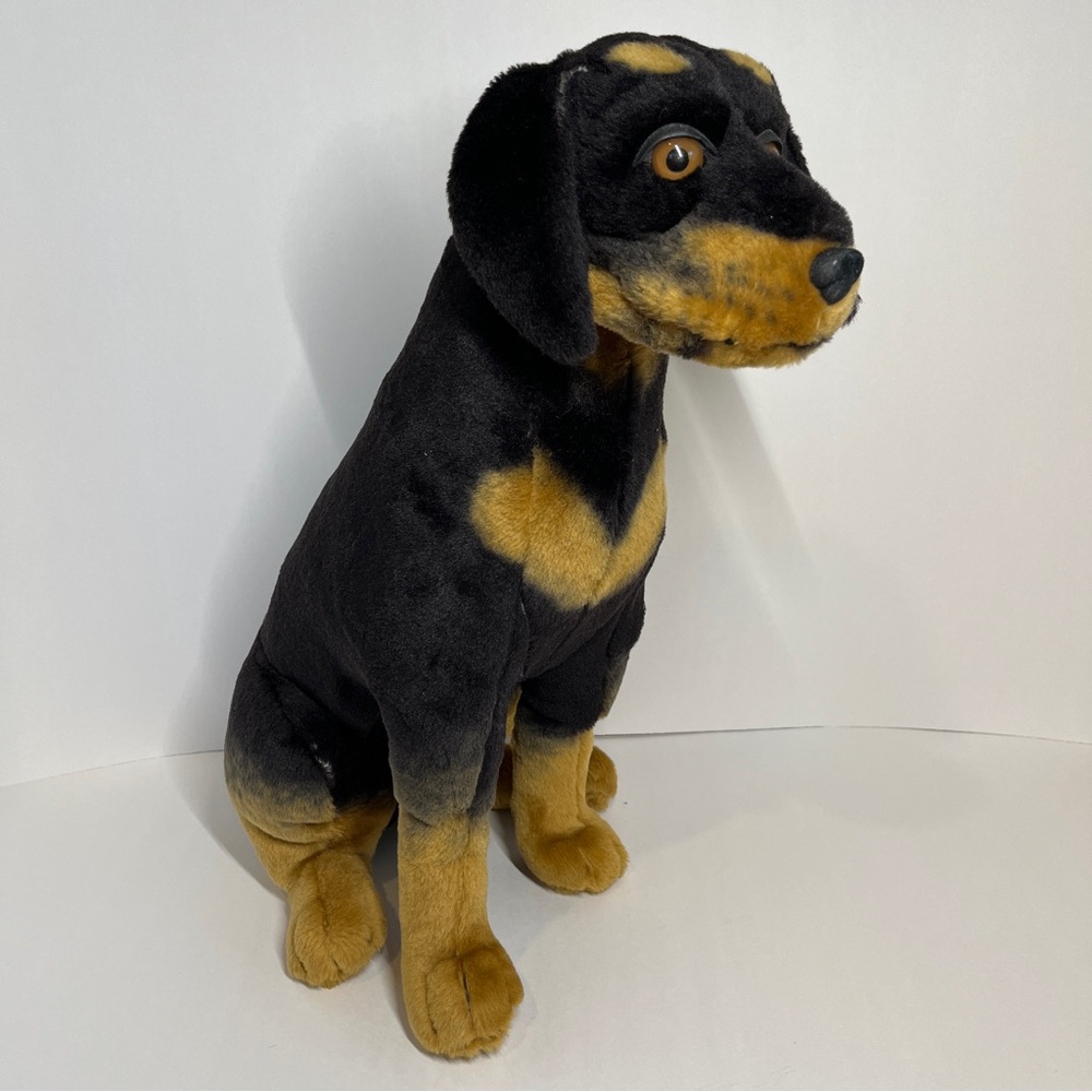 15.5" Large Vintage Ganz Doberman Pinscher Realistic Style Plush Dog Stuffed Toy